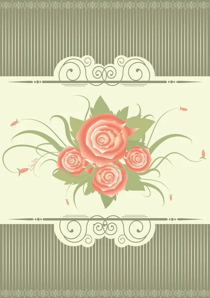 Fond vintage avec roses.Carte rétro — Image vectorielle