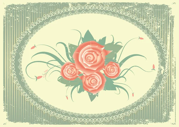 Fond floral vectoriel avec cadre décoratif sur vieux papier — Image vectorielle