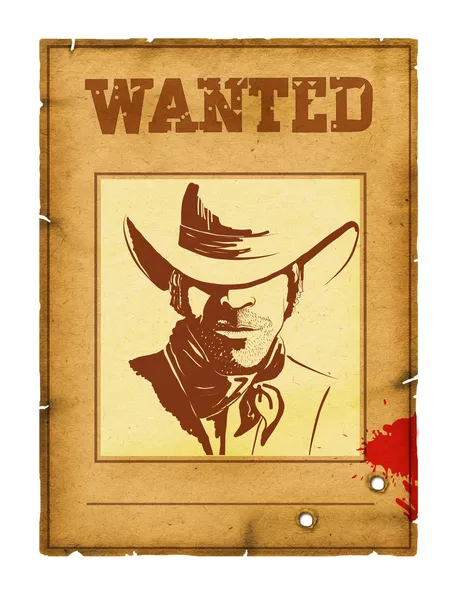 Wanted poster background with portrait of bandit for design on w — Stock Photo, Image