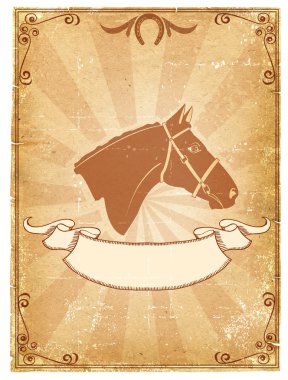 Cowboy old paper background .Retro poster clipart