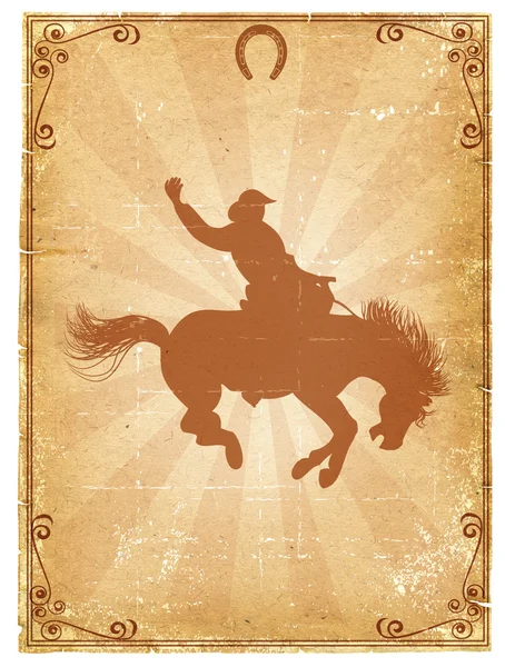Cowboy old paper background for text with decor frame .Retro rodeo poster — Stock Photo, Image