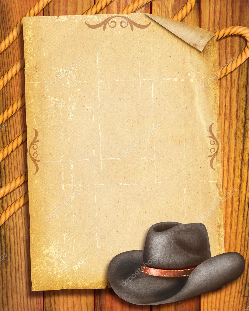 Cowboy Old paper background with hat for text Stock Photo by ©GeraKTV