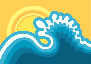 Wave in ocean.Water nature background with sun in hot sunny day clipart