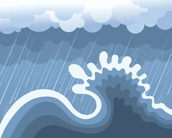 Буря в океані з великою хвилею — стоковий вектор