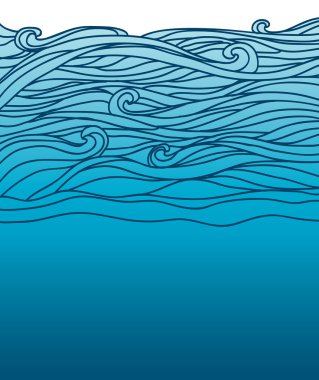 Blue waves.Vector image of Sea background for design clipart