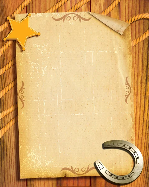 カウボーイ style.old 保安官星と horsesho の紙の背景 — ストック写真