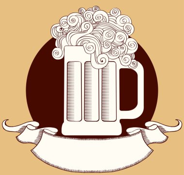 Beer.Vector grafik illüstrasyon kaydırma metni ile cam