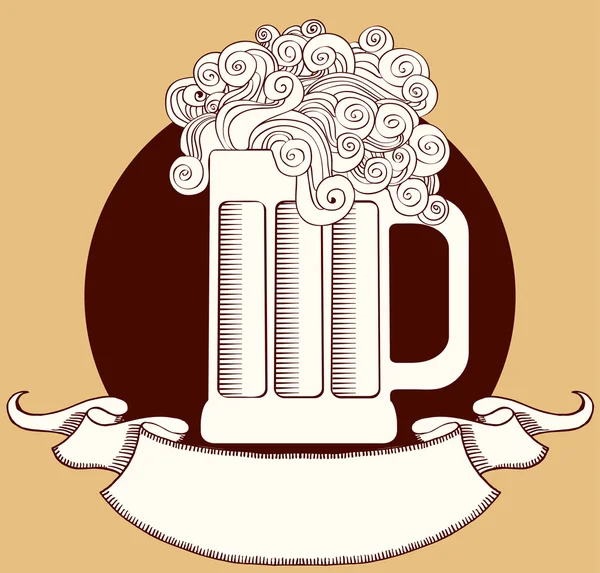 Bière.Graphique vectoriel Illustration de verre avec rouleau pour texte — Image vectorielle