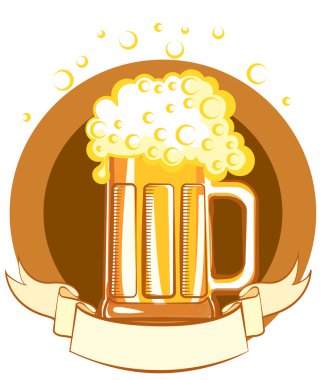 Glass of beer.Vector color symbol of Illustration for text clipart