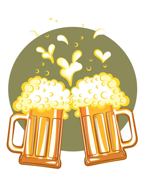 Bicchieri di birra. colore vettoriale simbolo di Illustrazione per il design — Vettoriale Stock