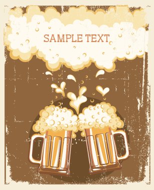 Glasses of Beer background.Vector grunge Illustration for text clipart