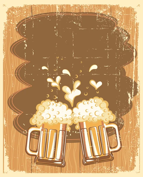 Glasses of Beer background.Vector grunge Ilustración para texto — Archivo Imágenes Vectoriales