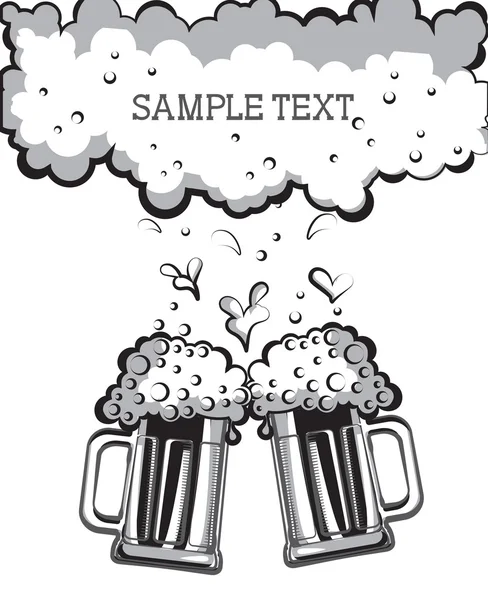 Bicchieri di birra.Vettoresimbolo grafico nero di Illustrazione — Vettoriale Stock