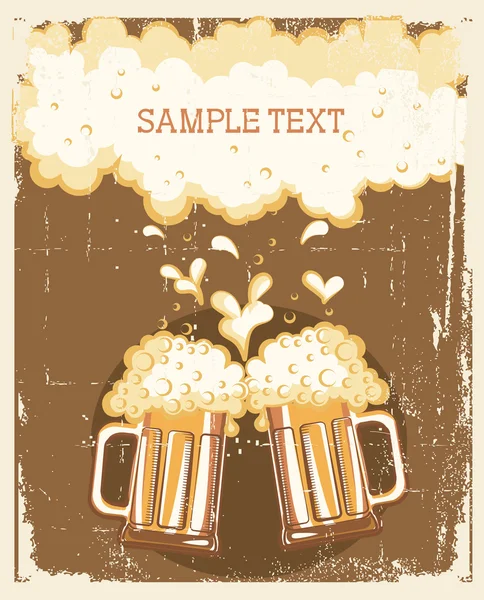 Óculos de fundo de cerveja.Grunge vetorial Ilustração para texto — Vetor de Stock