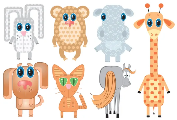 Animals.Vector dibujos animados Ilustraciones en blanco para el diseño — Vector de stock