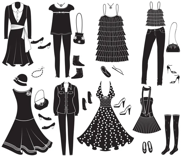 ベクトルのファッションの服とデザインの素人のためのアクセサリー — ストックベクタ