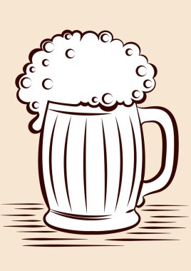 Beer.Vector black graphic Illustration of glass on white clipart