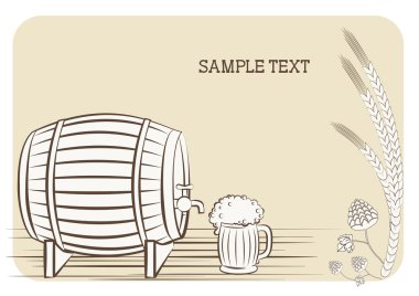 bira fıçısı ve glass.vector arka plan metni