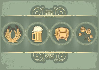 Beer background.Vector grunge postrard for text clipart