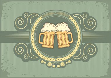 Beer background.Vector grunge postrard for text
