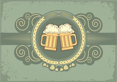 Beer background.Vector grunge postrard for text clipart