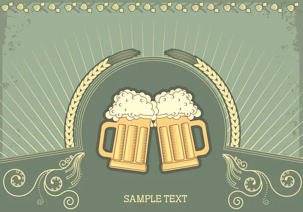 Fondo de cerveza.Grunge vectorial Ilustración para texto — Vector de stock