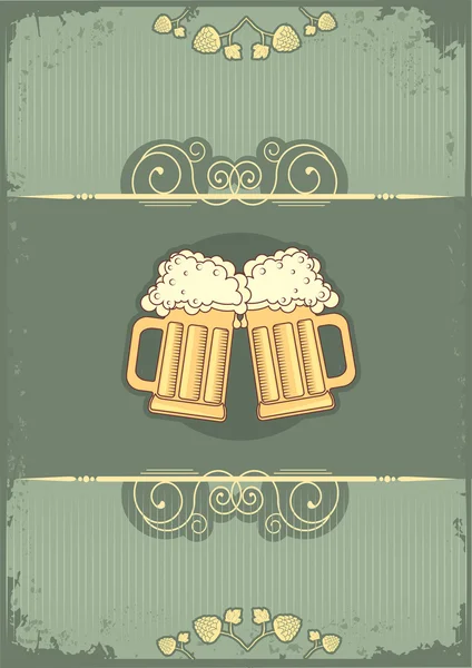 Bière background.Vector grunge postrard pour le texte — Image vectorielle