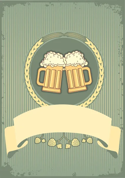 啤酒 background.vector grunge postrard 的文本 — 图库矢量图片