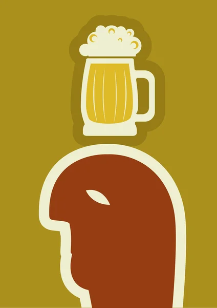 Man and beer.Vector poster — Stock Vector