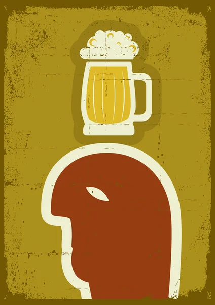 Man and beer.Vector grunge poster — Stock Vector