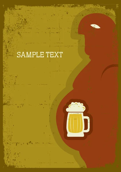 Az ember és a sör. Vektor grunge poszter — Stock Vector