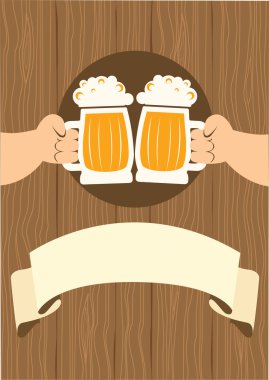 HAnds with glasses of beer who toast.