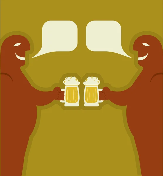 Two men with glasses of beer who toast. — Stock Vector