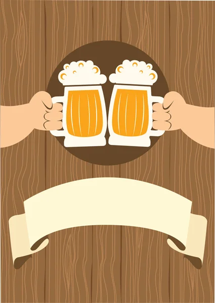 Ruce s brýlemi piva, kteří toasty. — Stockový vektor