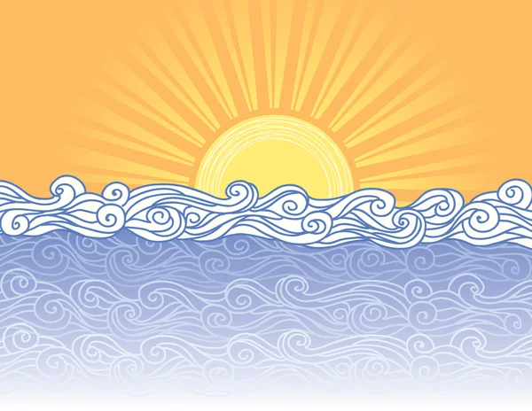 抽象的海浪。海景观矢量插画 — 图库矢量图片
