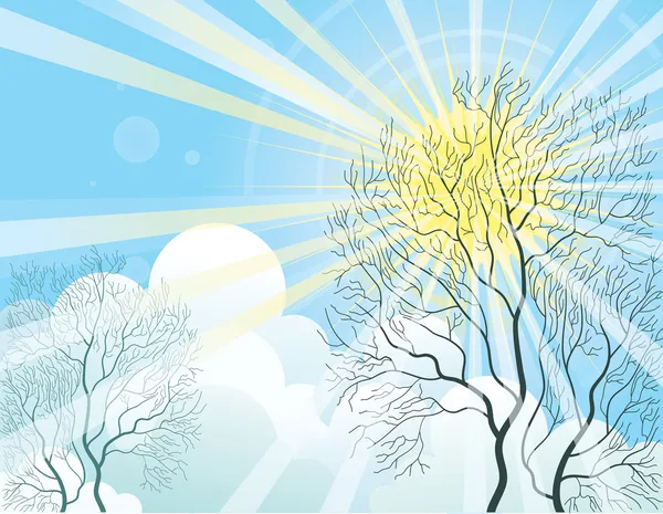 Сонячні промені і дерево — стоковий вектор