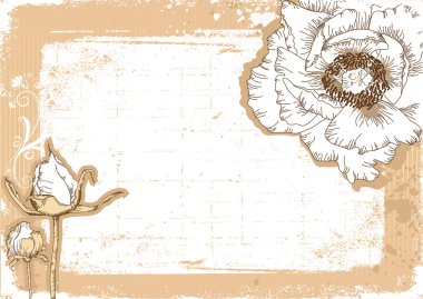 flowers grunge postcard for text clipart