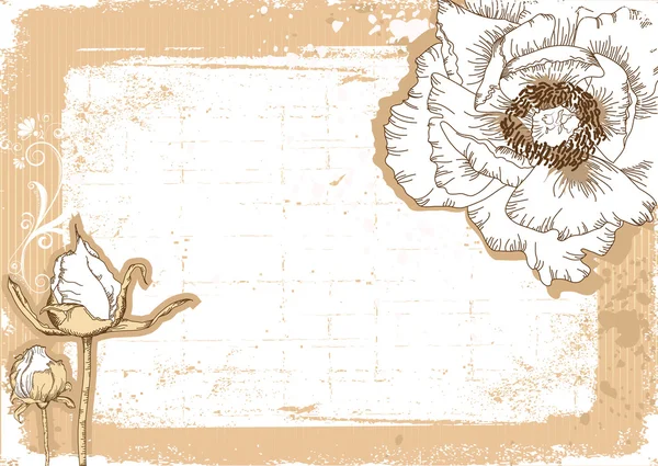 Цветы гранж открытка для текста — стоковый вектор