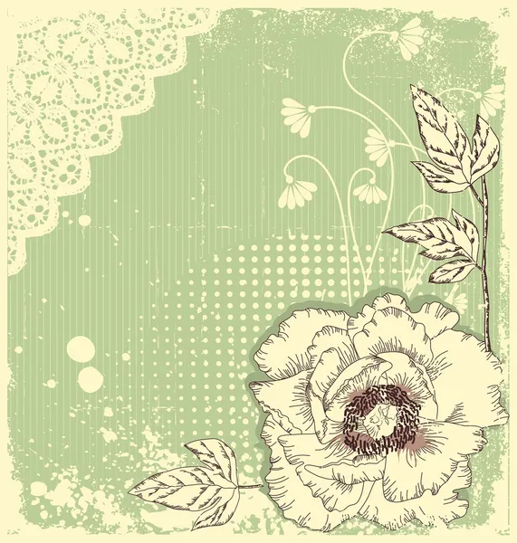 Vintage çiçek kartpostal .çiçekler arka plan metni — Stok Vektör