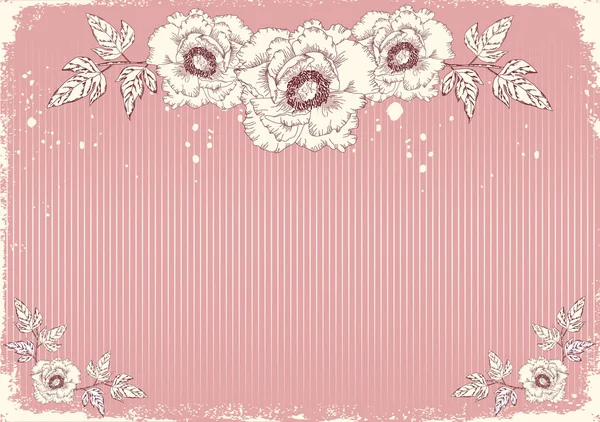 Carte postale fleurs avec pivoines — Image vectorielle