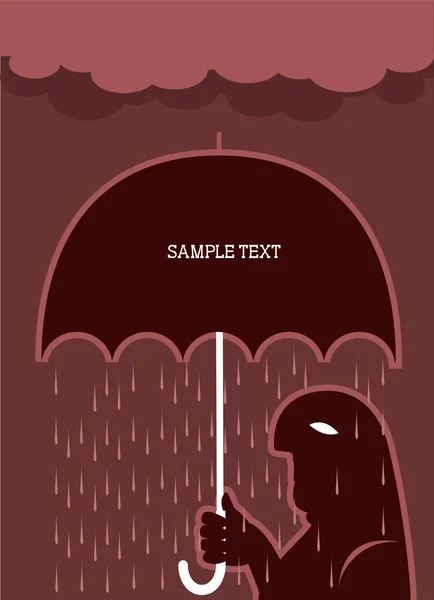 Mannen och umbrella.vector regnar affisch — Stock vektor