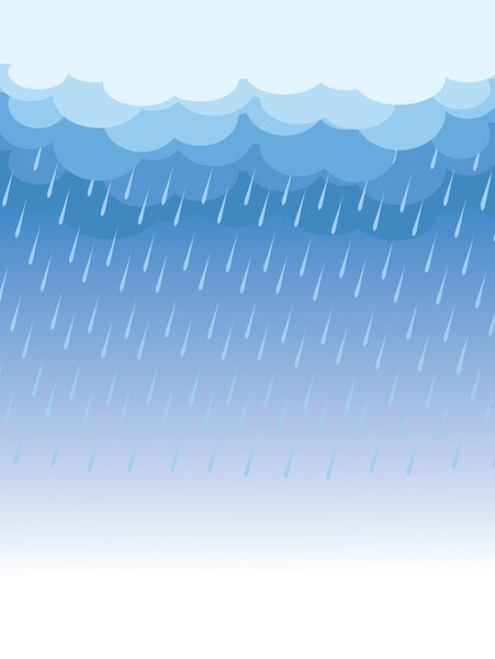 Raining.Vector image with dark clouds in wet day