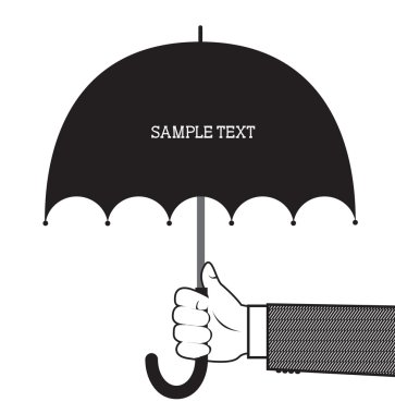 el umbrell.Vector grafik arka plan metin için tutarak