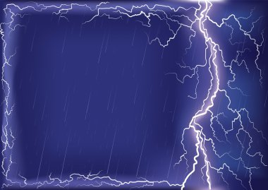 Lightning strike on dark blue sky background .Mesh clipart