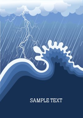 Storm in ocean with big wave clipart