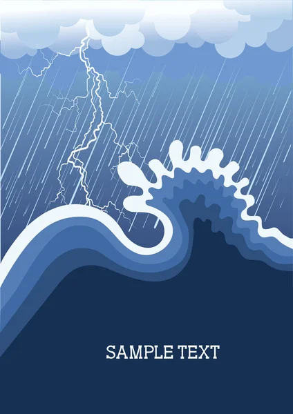 Vihar a nagy hullám-óceán — Stock Vector