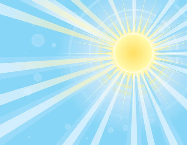 Raggi di sole nel cielo azzurro.Immagine vettoriale — Vettoriale Stock