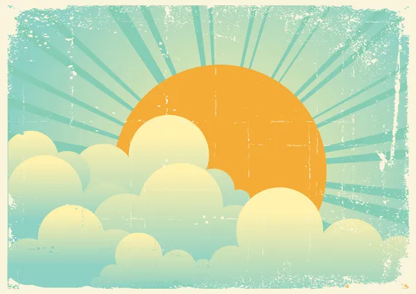Sky with beautifull clouds.Vector vintage cloudscape — Stock Vector