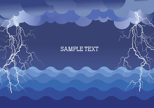 Tempête dans l'océan avec des coups de foudre Illustration vectorielle backg — Image vectorielle