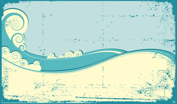 海浪。海景观的复古插图 — 图库矢量图片